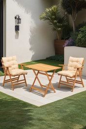 Hanah Home Juego de Mesa y Sillas de Jardín My025 en Madera de Haya